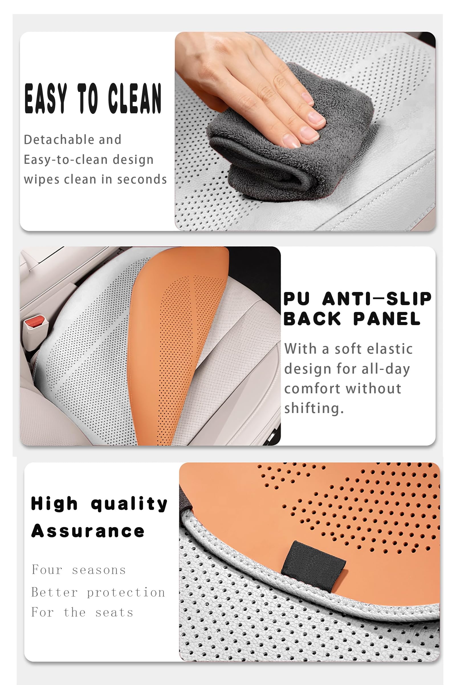 ontto Pokrowiec na oparcie fotela samochodowego na przednie i tylne siedzenia, wnętrze samochodu pasuje do większości pojazdów, oddychające oparcie, ochraniacz lędźwiowy, mata z mocowaniem klamry, 2