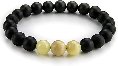 Amber Bead Stretch Bracelet - Certified Handmade Natural Baltic Dark Cherry Charm Bangle Unisex Adult in a Gift Box