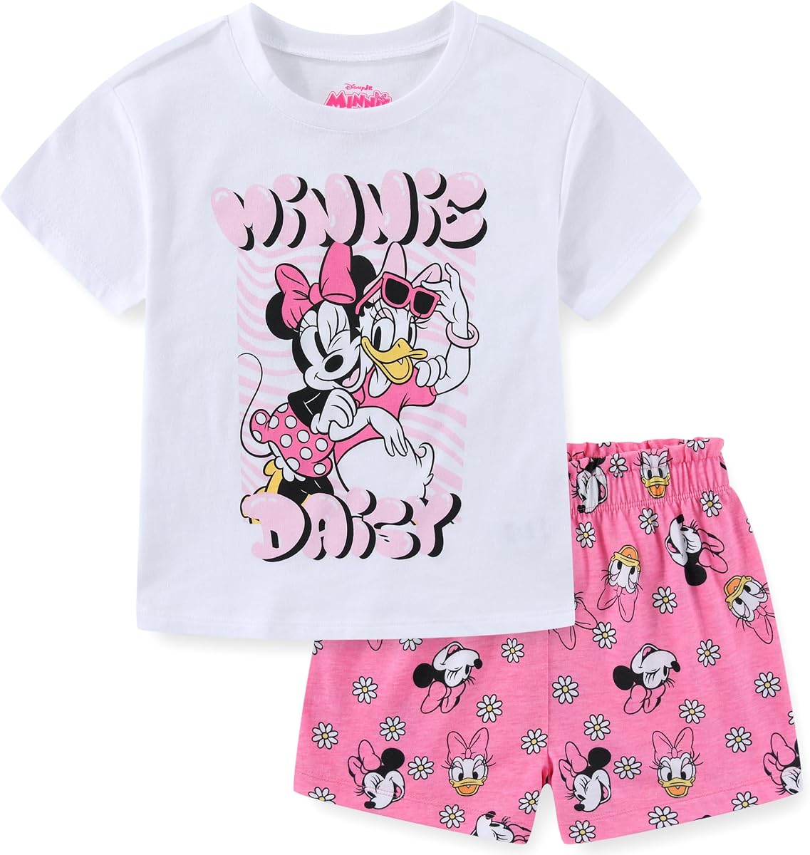 Disney Minnie Mouse Daisy Duck - Conjunto de camiseta y pantalones cortos de manga corta para niñas, para niños pequeños y grandes