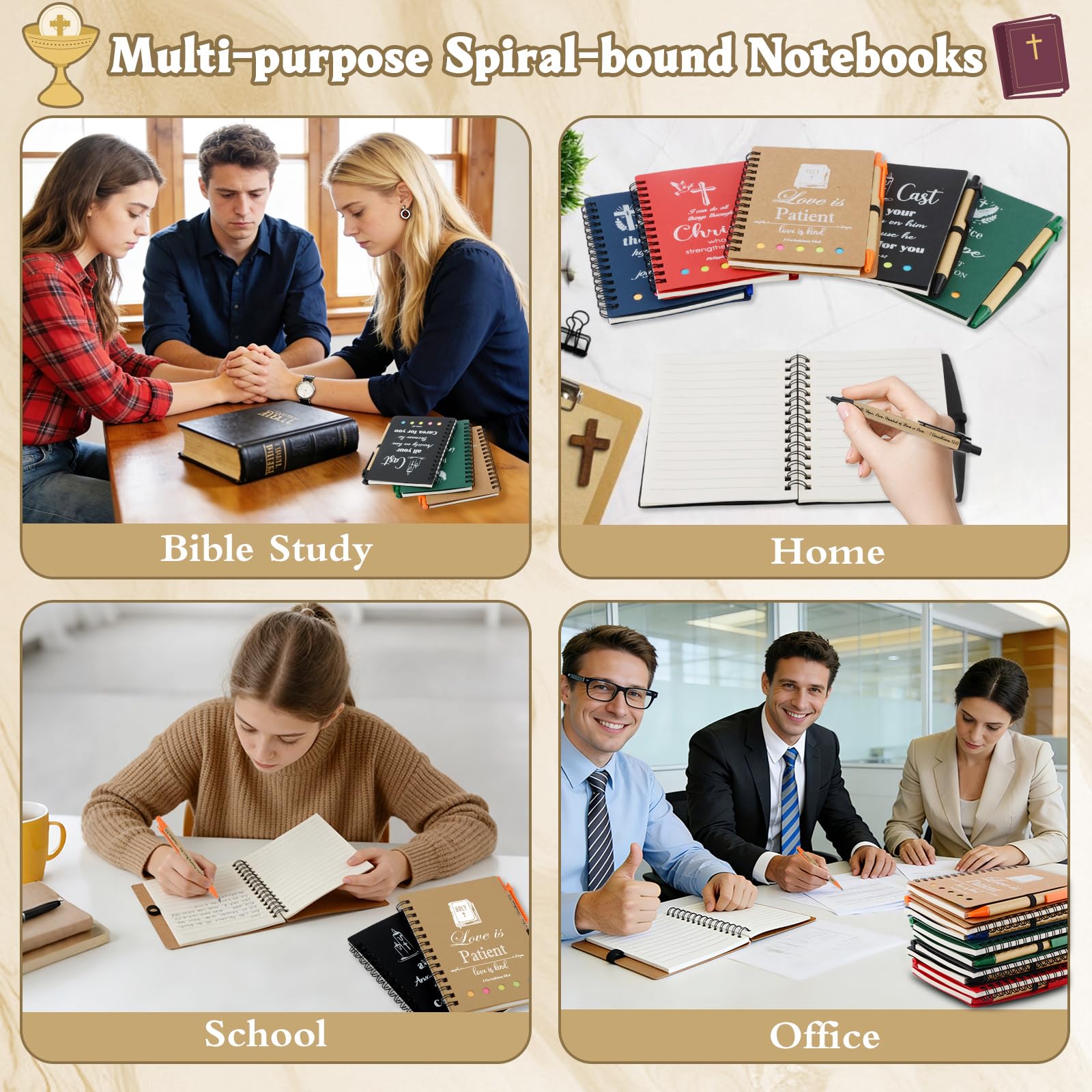 Regalos cristianos para mujeres y hombres, cuaderno de bolsillo en espiral, regalos religiosos a granel, 20 piezas/10 juegos, diario cristiano inspirador para notas de sermón, iglesia, cuaderno de