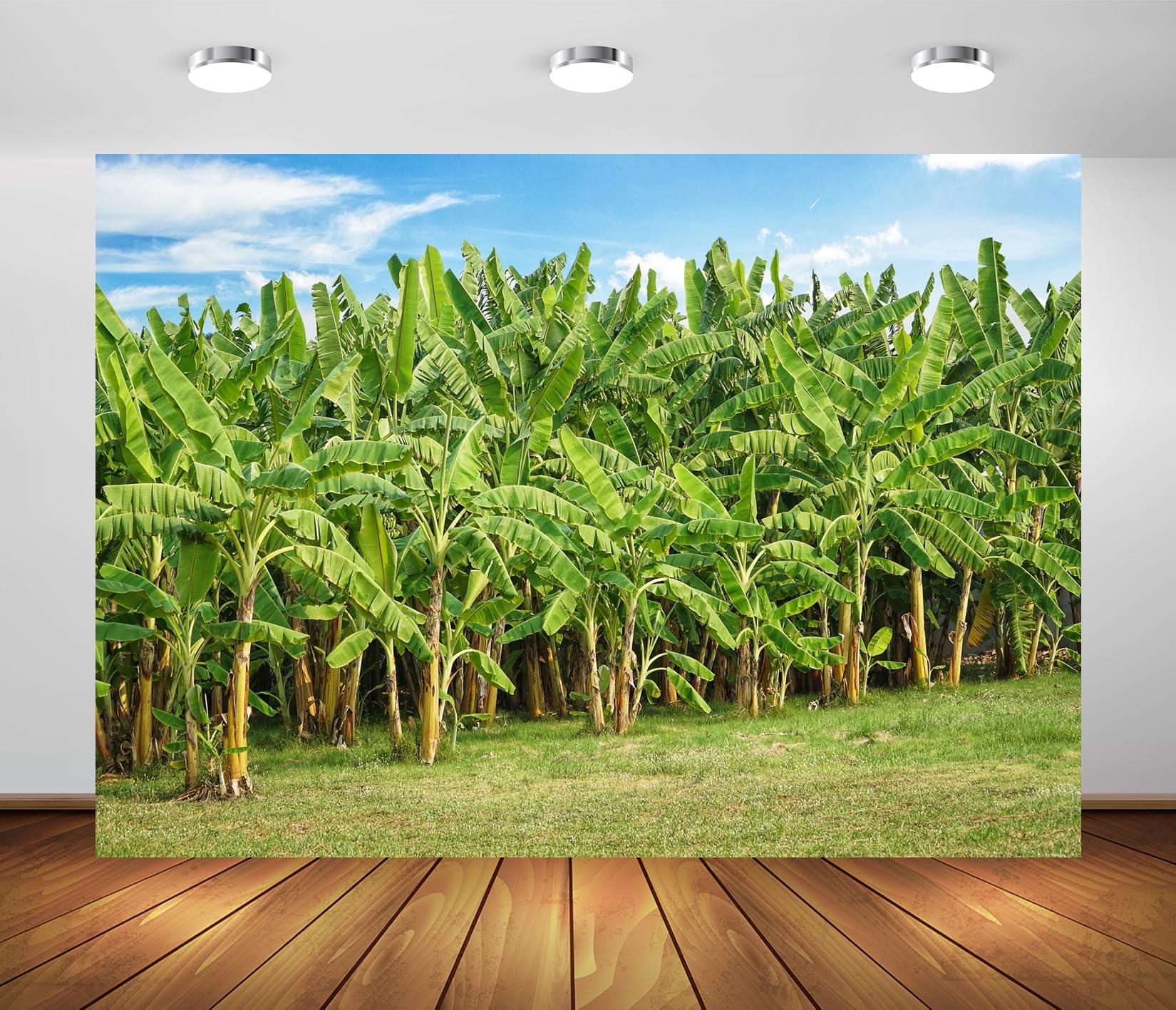BELECO 9x6ft Fabric Banana Trees Backdrop Healthy Organic Fruit Green Banana Leaf Orchard Background Harvest Theme Party Decorations Banner Photoshoot