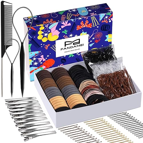 FANDAMEI Kit de lazos elásticos para el cabello, accesorios para el cabello para mujeres con bandas elásticas para el cabello, lazos negros para el disponible en Yaxa Peru