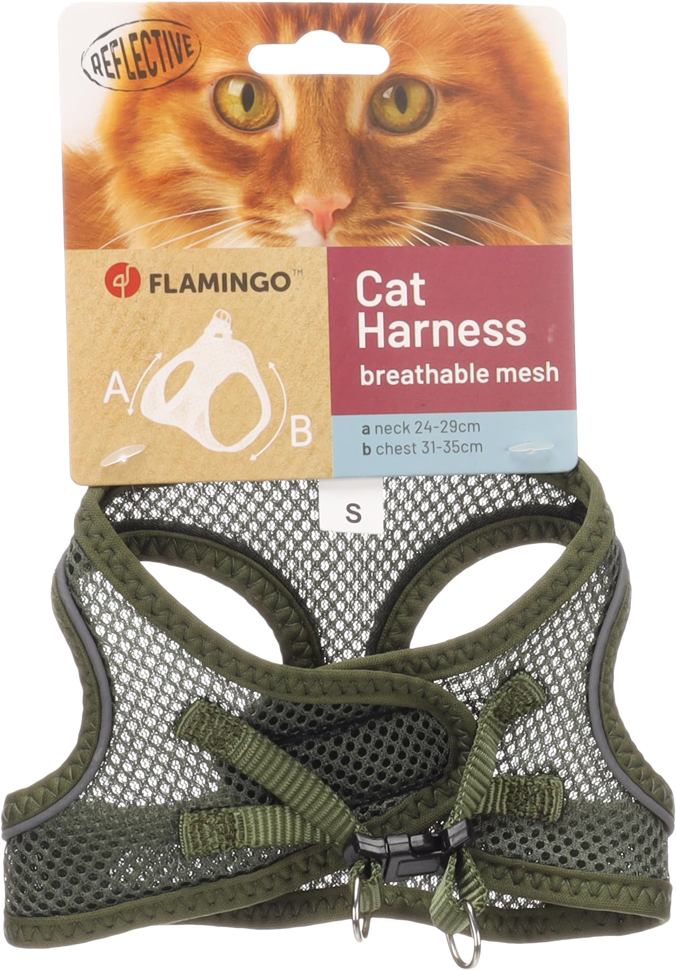 Flamingo Cat Harness Step&Go Berta Khaki S 24-29cm 31-35cm