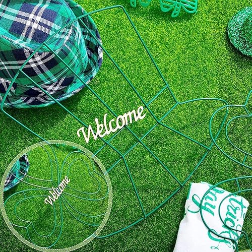 Miniatura 5 de LOGOFUN 4 piezas de corona de alambre para el día de San Patricio marco de corona de metal de trébol de la suerte sombrero irlandés corona de flores