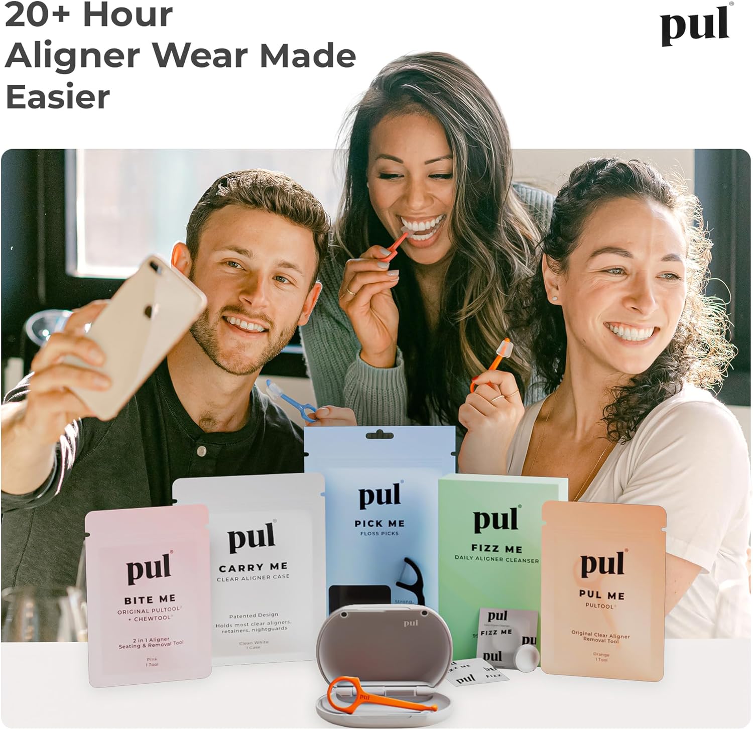 PUL Retainer Case for Invisalign & Clear Aligners - Slim Clear Aligner Case with Secure Magnetic Closure - Travel Retainer Holder for Invisalign Accessories, Mouth Guards & Dentures - White