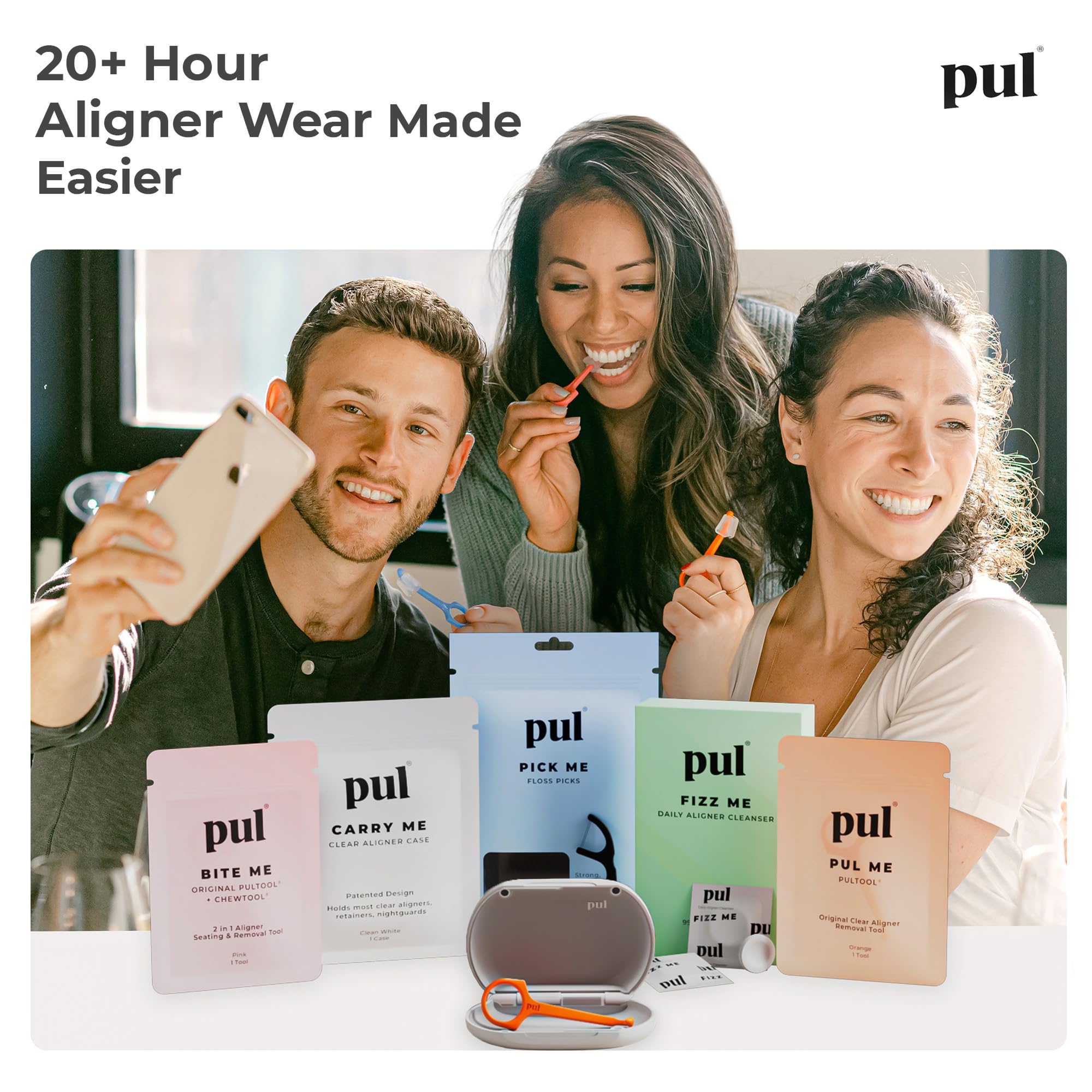 PUL Clear Aligner & Retainer Case - do Invisalign, protez częściowych, osłon ust i nocy, narzędzie do usuwania PUL, wyjmowane dentystyczne - plastikowy uchwyt z bezpiecznym zamknięciem magnetycznym
