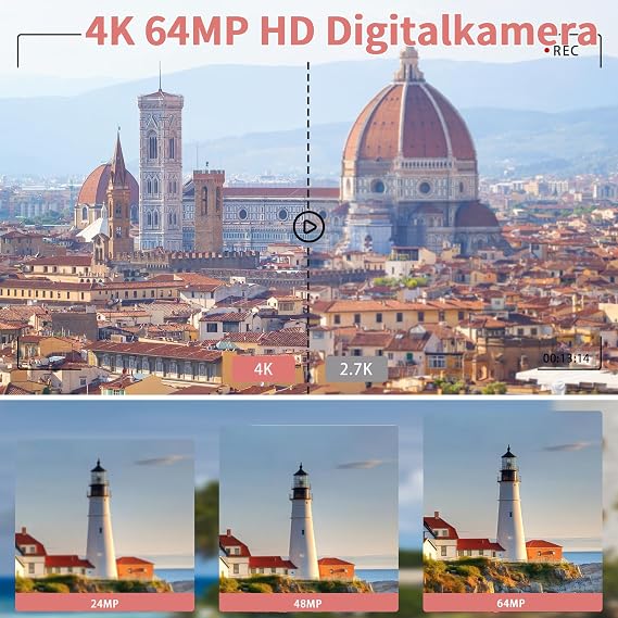Digital Camera 4K 64MP Camera with WLAN Camera