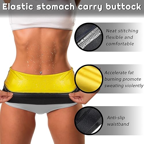 Miniatura 10 de Geyoga 2 piezas de reductor de cintura para mujer, para sudar, entrenamiento de cintura para culturismo, grasa del vientre inferior