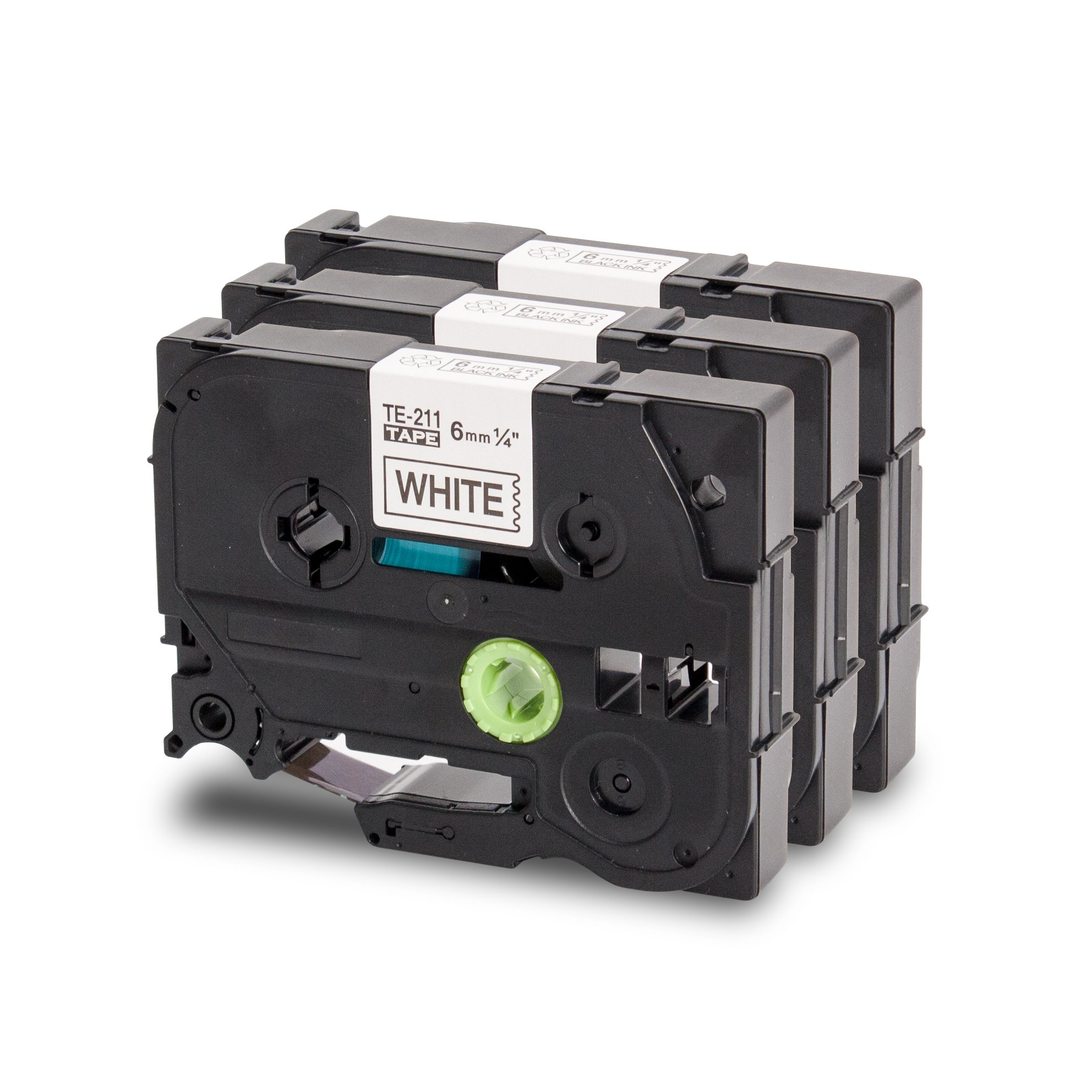 SilverTrade 3X Tape Cassette Compatible for Brother Tze-211 Laminated Adhesive Label Tape - Black on White - Roll 6mm x 8M