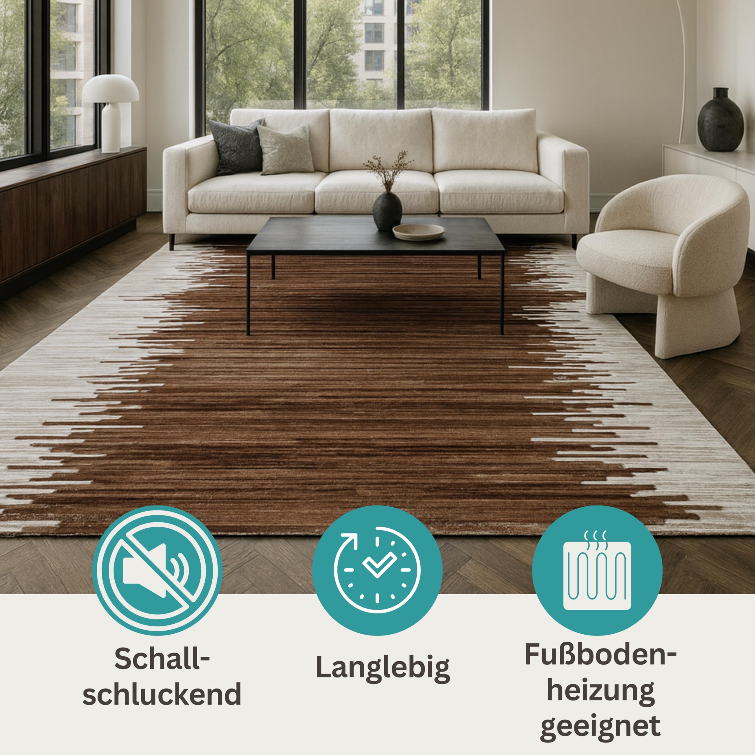 MY-RUG Fellteppich 80x150cm aus echtem Kuhfell - Rindlederteppich Braun