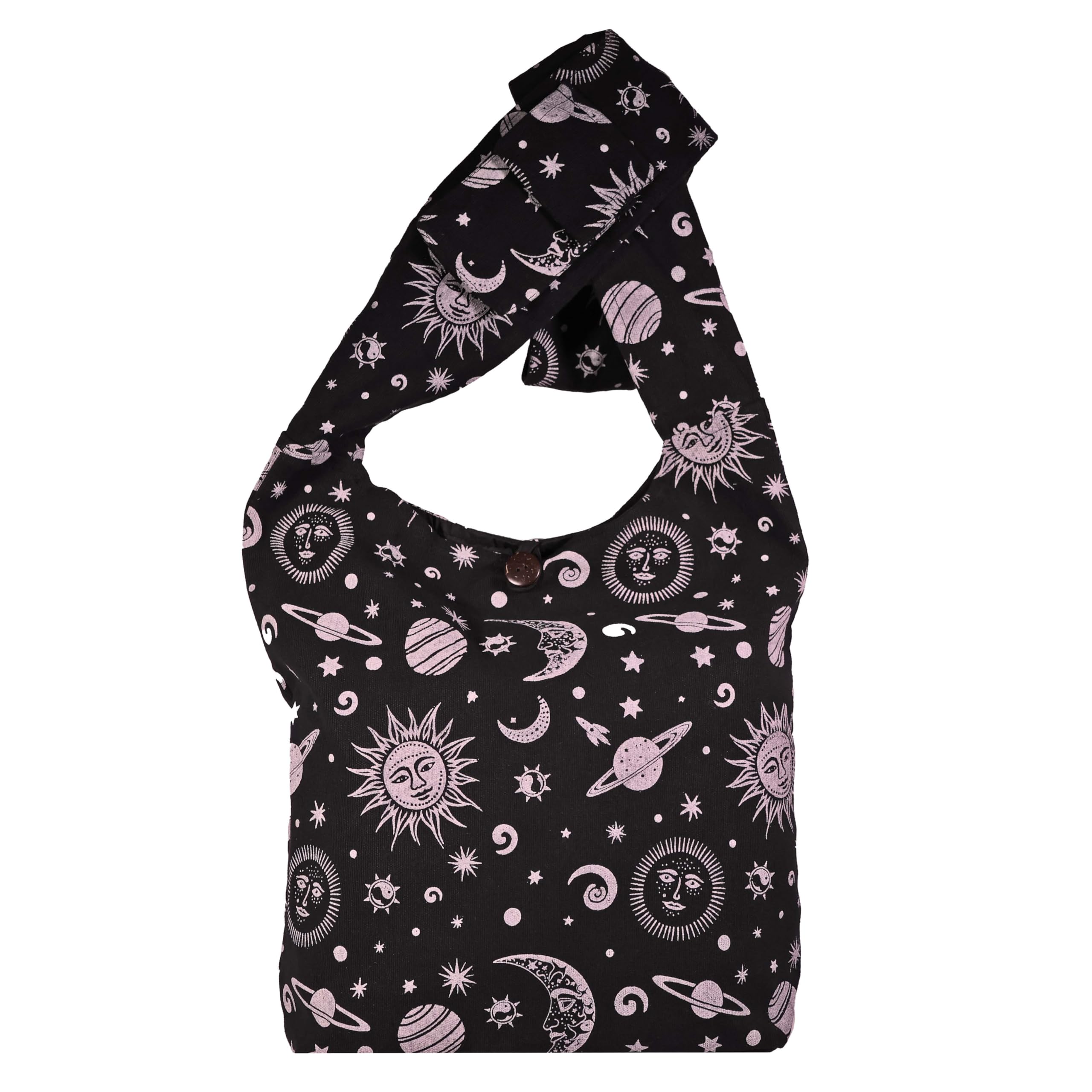 SoliVisk Celestial Sun Moon & Stars Hippie Crossbody Boho Shoulder Bucket Bag