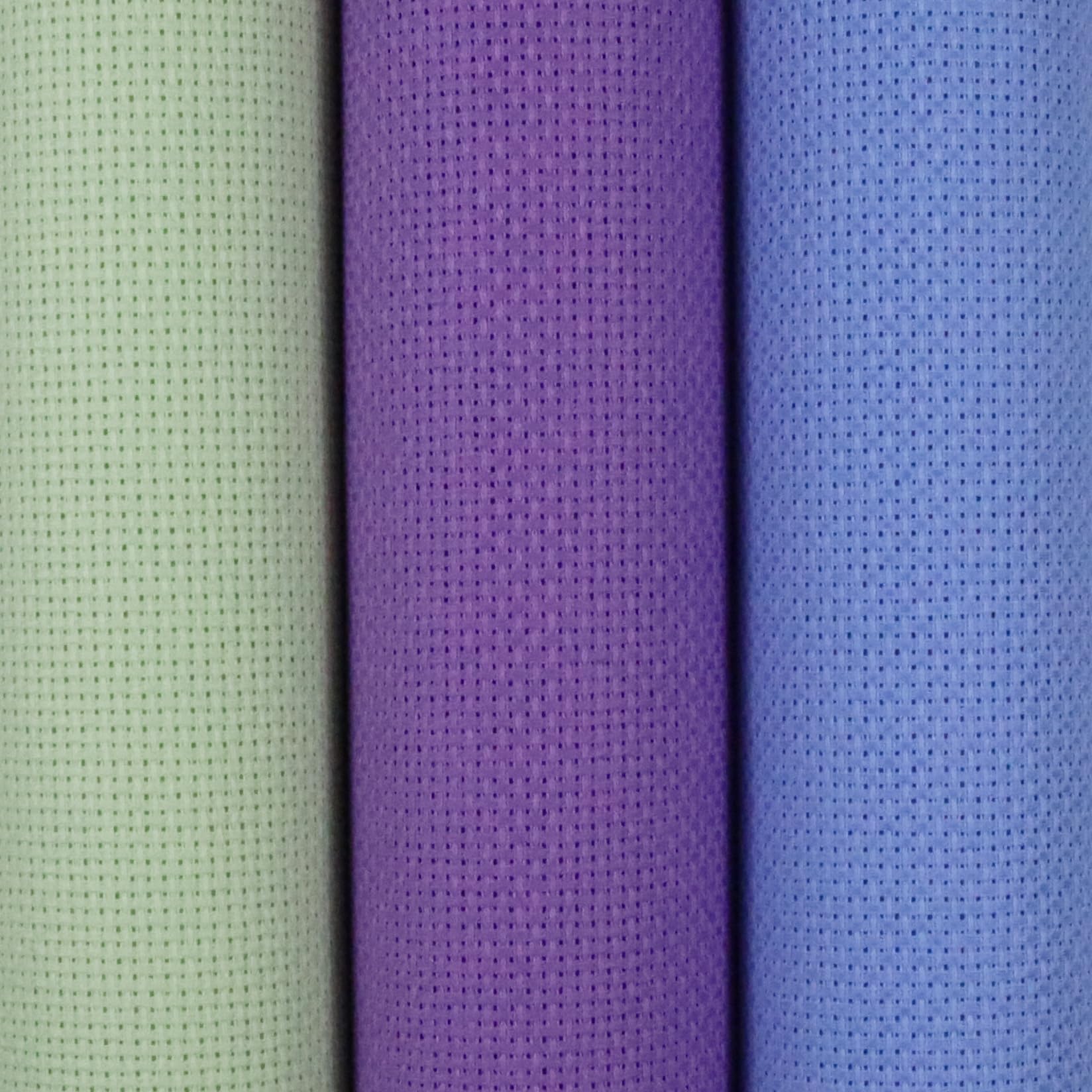 KCS 3 pc of 15" x 18"(38cmx45cm) 14 Count Cross Stitch Cotton Aida Cloth Needlework Rolled Fabric Box,14CT,Light Green+Lavender+Light Blue