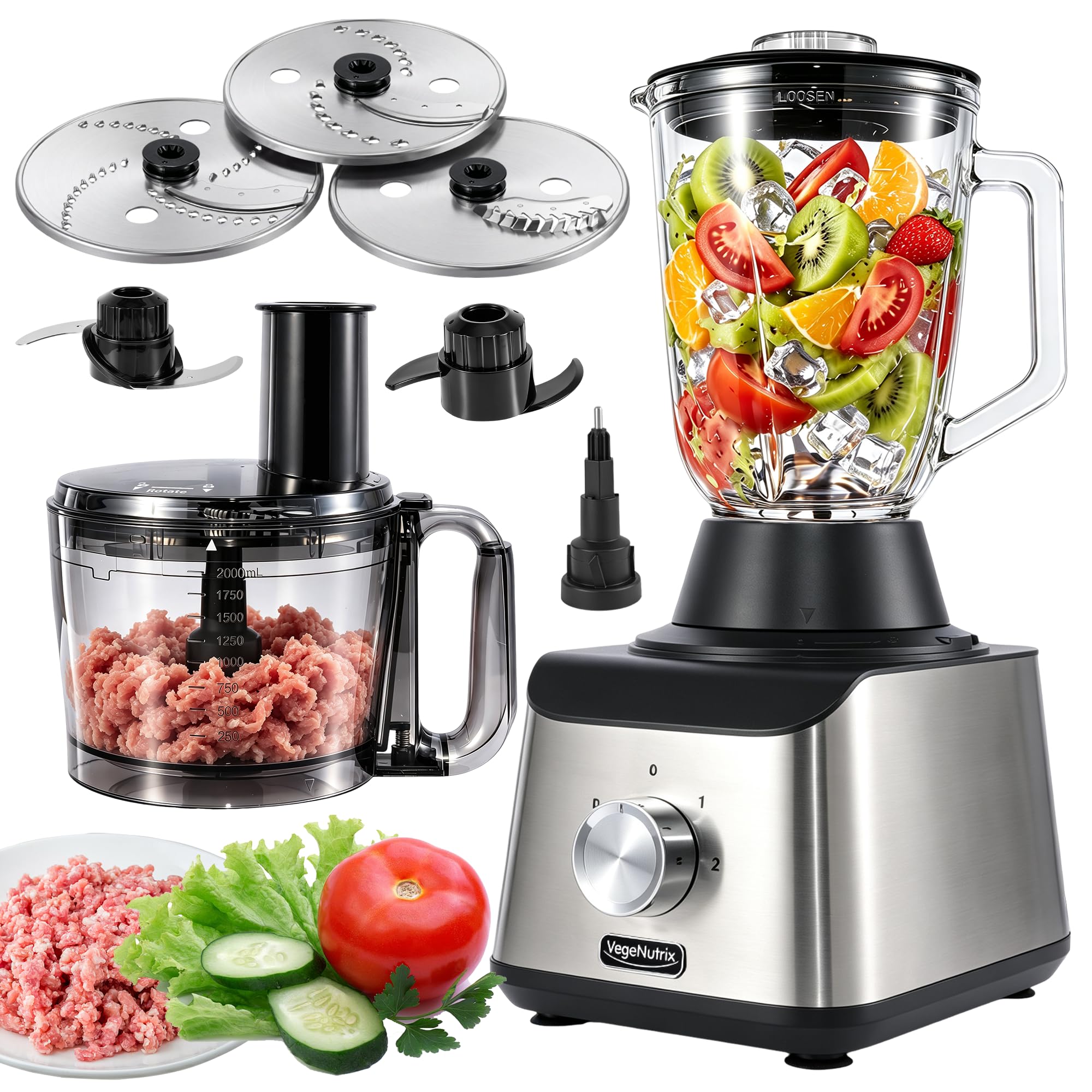 1500W Food Processor and Blender Combo