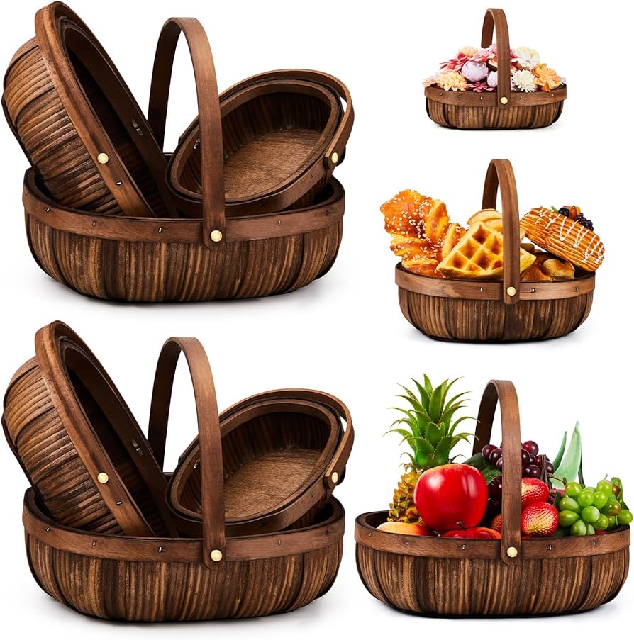 Amazon.com: Sintuff 6 Pcs Wicker Baskets with Handles 3 Sizes