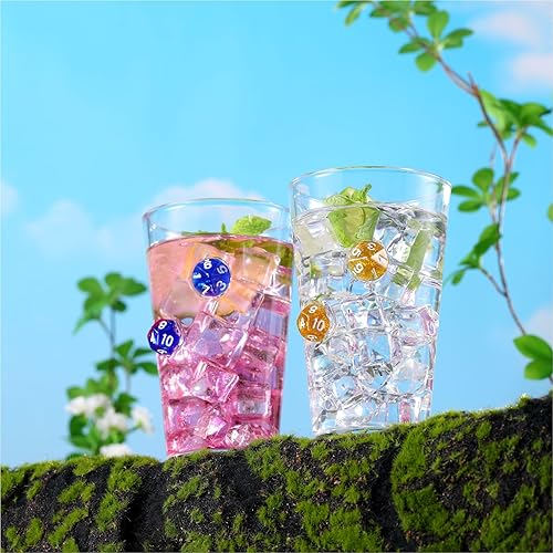 Miniatura 5 de Juego de 2, vasos para beber con dados DND incrustados, vasos de cerveza hechos a mano, vasos de vidrio Highball de 16 onzas, regalo para D&D o