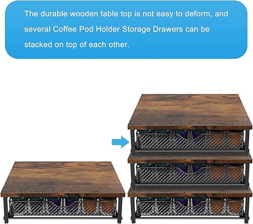 Miniatura 4 de Soporte para cápsulas de café, paquete de 2 unidades, organizador de cajones de cápsulas de café de bambú, soportes para cápsulas K para mostrador,