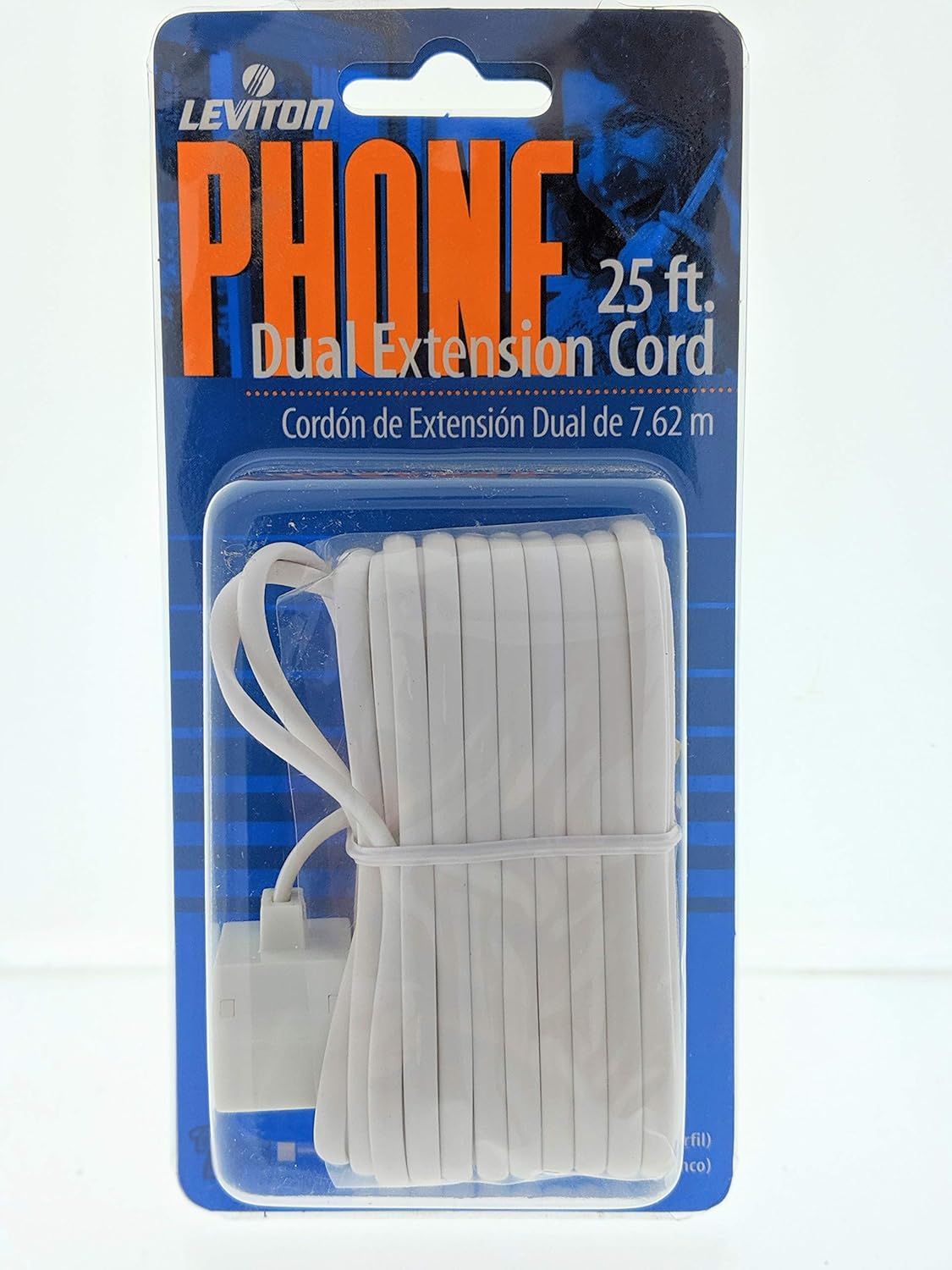 Leviton White 25' Dual Phone Line Extension Cord 4Wire