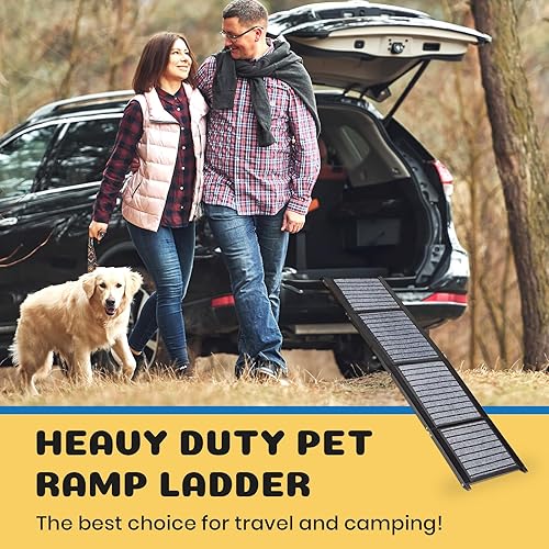 Miniatura 7 de Rampas portátiles de 62 pulgadas para perros medianos, superficie antideslizante de 17 pulgadas de ancho, escaleras plegables y ligeras, escaleras