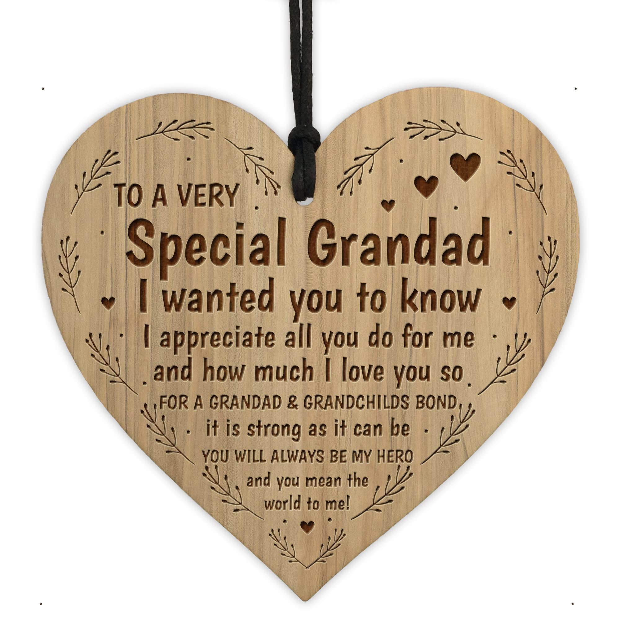 Red Ocean Special Grandad Gifts Engraved Heart Grandad Birthday Christmas Poem Granddaughter Grandson Gifts