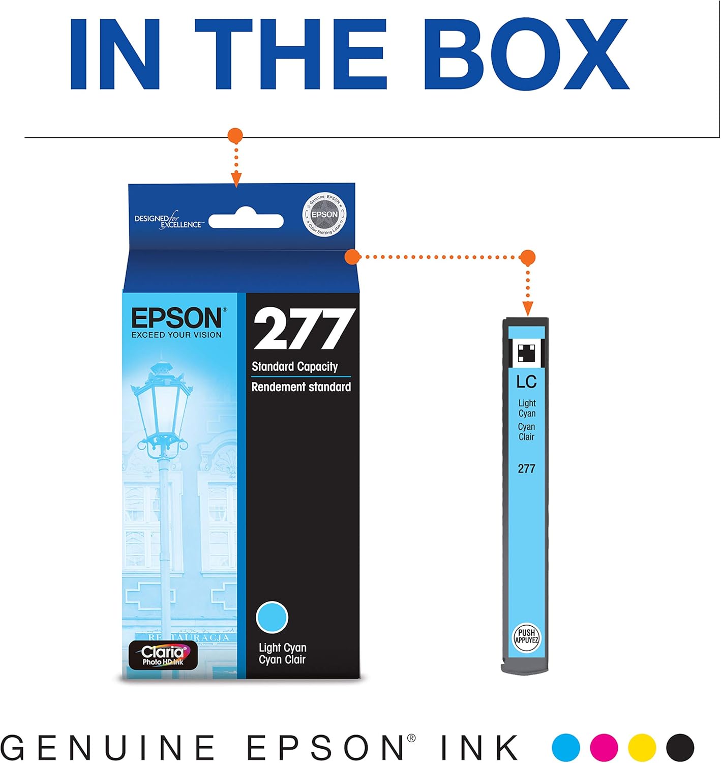 EPSON 277 Claria Photo HD Ink Standard Capacity 5 Color Cartridge Combo Pack (T277920-S) + EPSON 277 Claria Photo HD Ink Standard Capacity Light Cyan Cartridge (T277520)