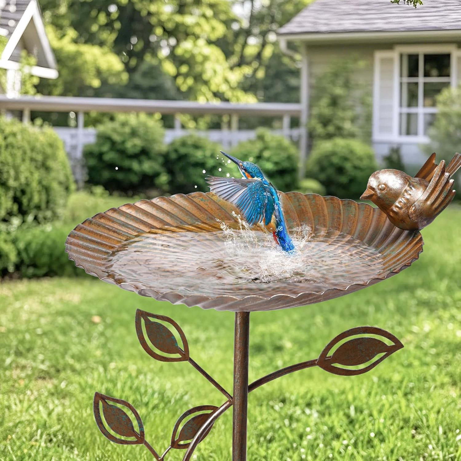 MUMTOP Metal Bird Baths for Outdoors, 35.5 inch Height Iron Pedestal Bird Bath for Outside, Vintage Sturdy Birdbath and Feeder Bowl for Garden Yard Patio Porch Decorations