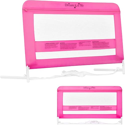 Dream On Me Lilibet Mesh Safety Bed Rail in Pink for Twin, Full and Queen Size Bed, Bed Rail for Toddler