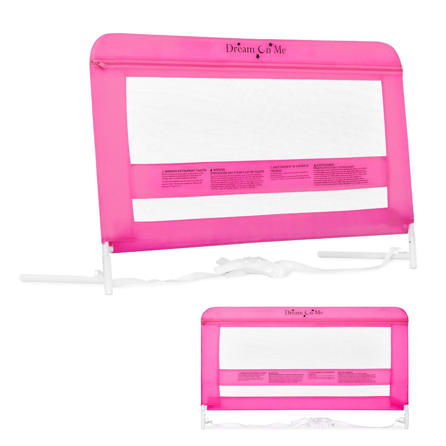 Dream On Me Lilibet Mesh Safety Bed Rail in Pink for Twin, Full and Queen Size Bed, Bed Rail for Toddler