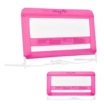 Dream On Me Lilibet Mesh Safety Bed Rail in Pink for Twin, Full and Queen Size Bed, Bed Rail for Toddler