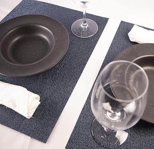 Miniatura 5 de Risch Manteles individuales tejidos de vinilo, elegantes manteles individuales rectangulares de tejido de plástico, para comedor en interiores y