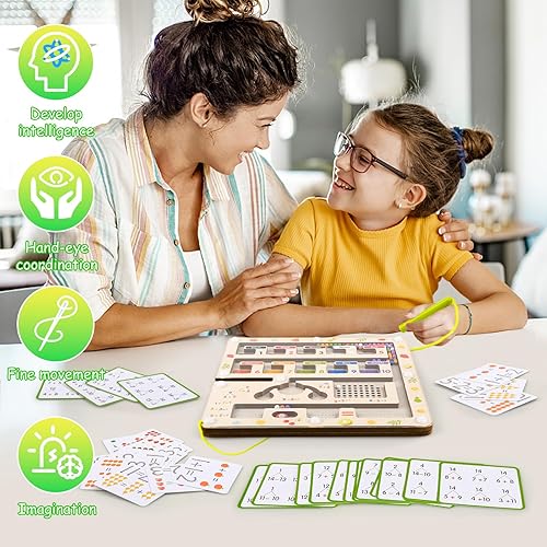 Miniatura 6 de Laberinto magnético de color y números, juguetes de habilidades motoras finas para actividades de aprendizaje preescolar, juguete Montessori para