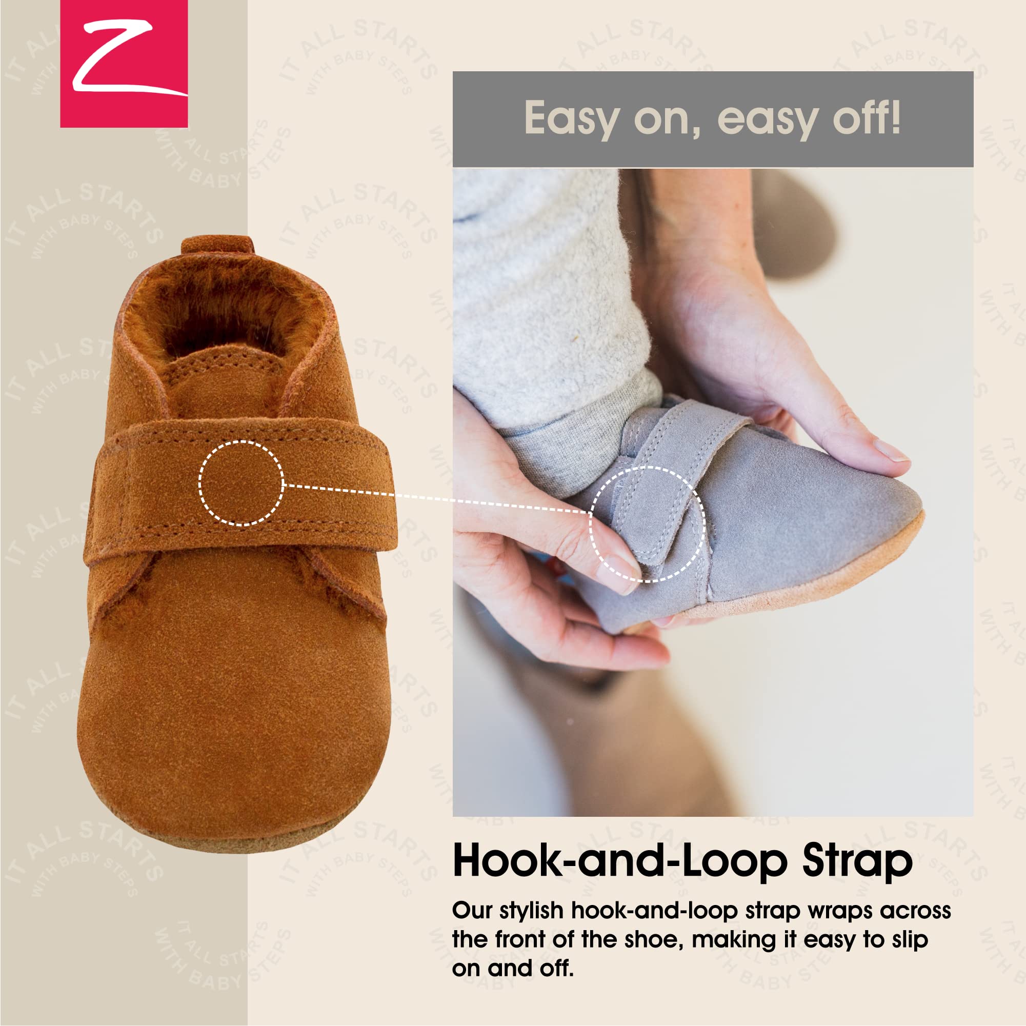 Zutano Unisex Baby Leather Shoes, Faux-Fur-Lined Booties, Winter Boots for Babies, Pecan, 12 Months