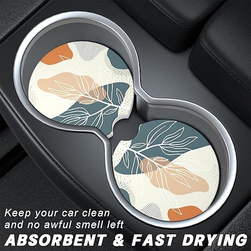 Miniatura 9 de Portavasos para automóvil, paquete de 2 posavasos universales antideslizantes para automóvil, posavasos de goma con una muesca de dedo, bonitos