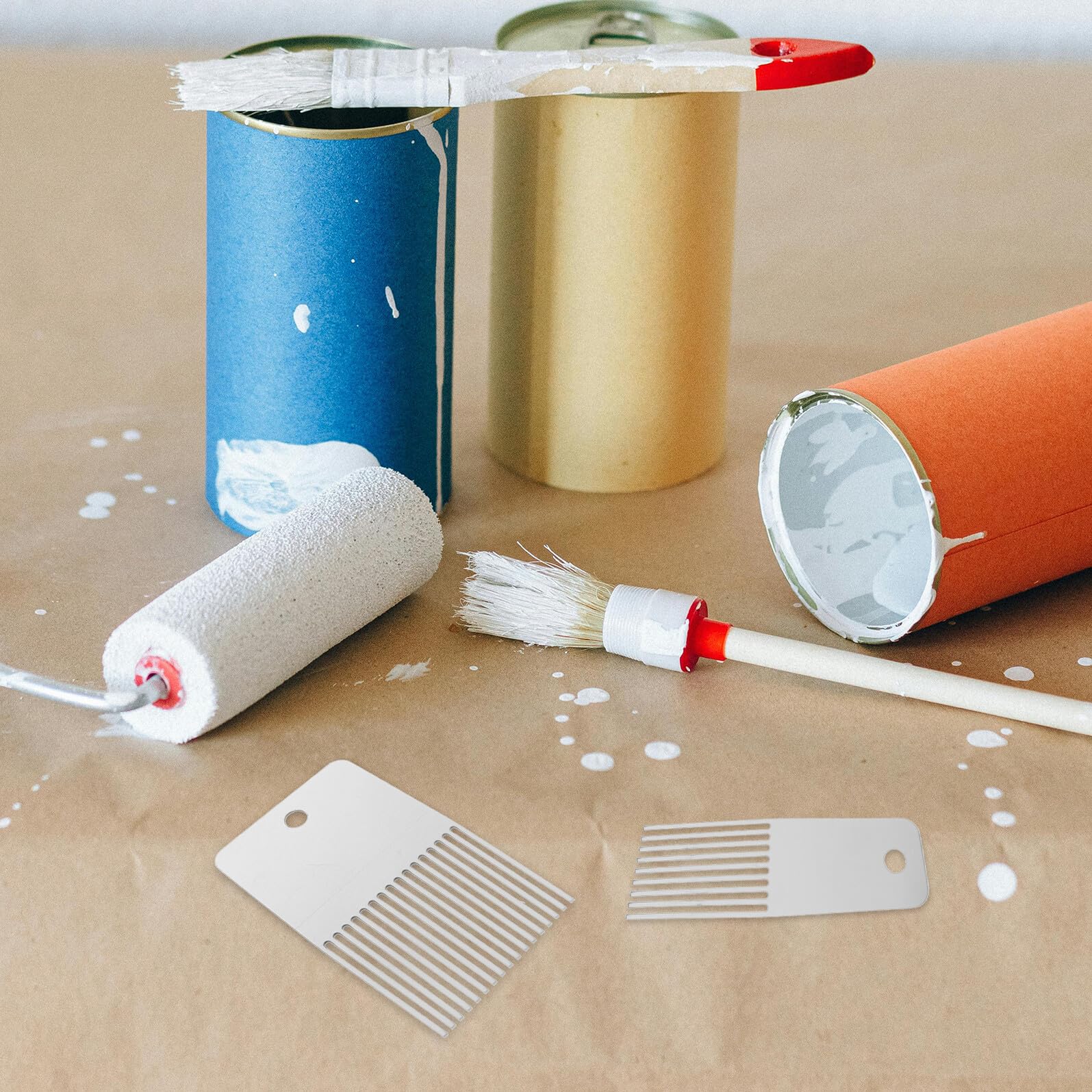 Peine de Hilera de Acero Inoxidable para Pintar Yeso 4 Piezas, Herramienta de Textura para Paredes y Proyectos DIY de Arte Texturizado