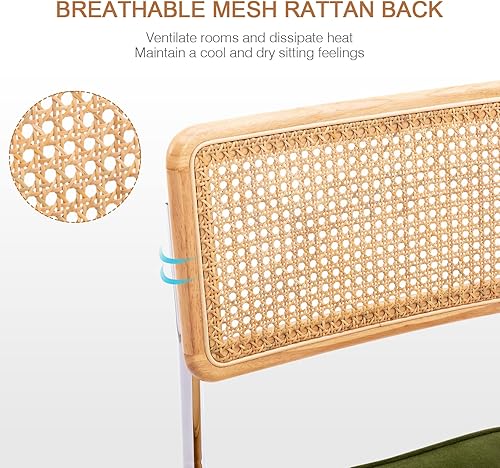 Miniatura 3 de Zesthouse Juego de 2 taburetes de bar de ratán natural, 26 pulgadas, modernas, bohemias, de altura de mostrador, con respaldo de madera maciza,