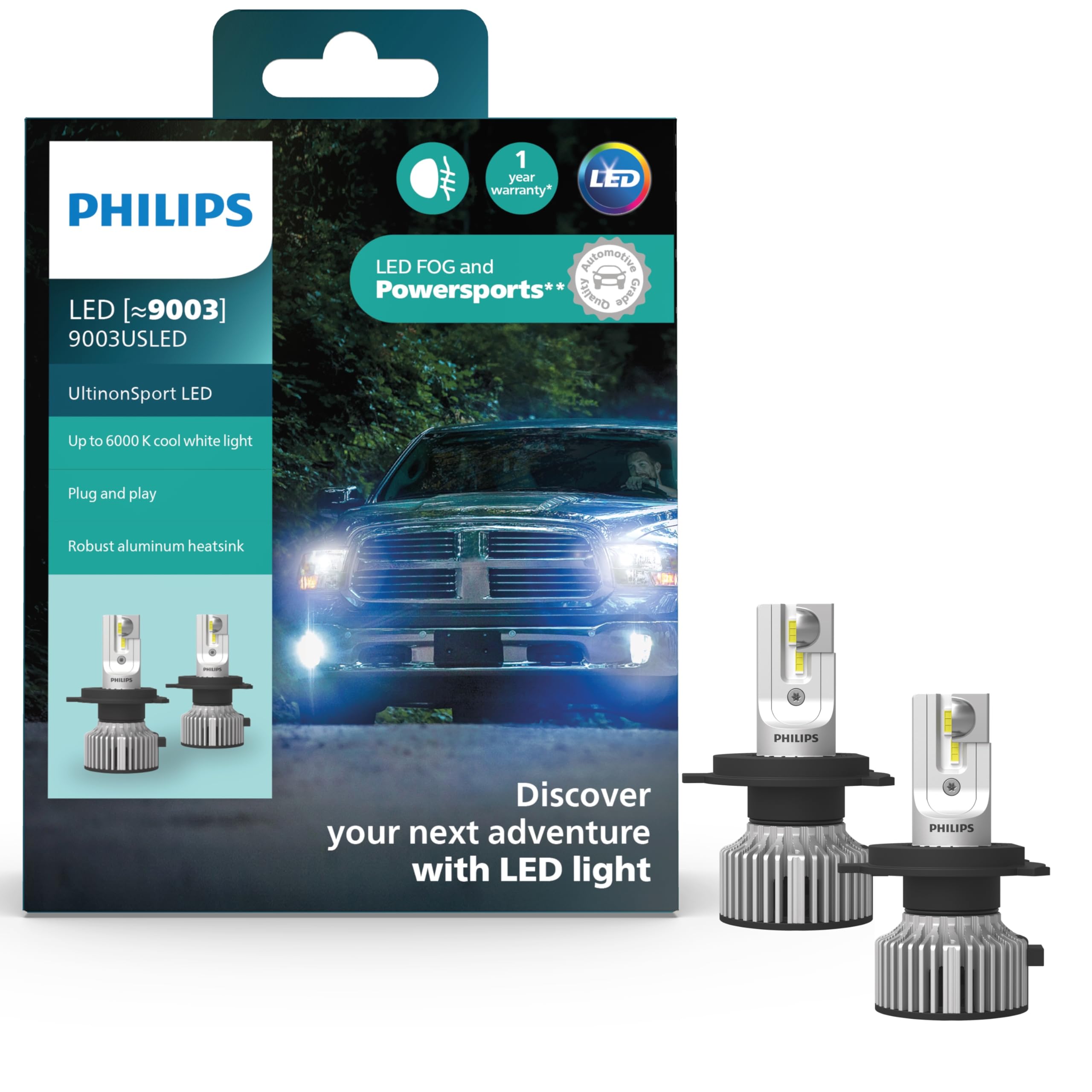 Philips automotive lighting UltinonSport 9003 LED Bulb for Fog Light and Powersports Headlights