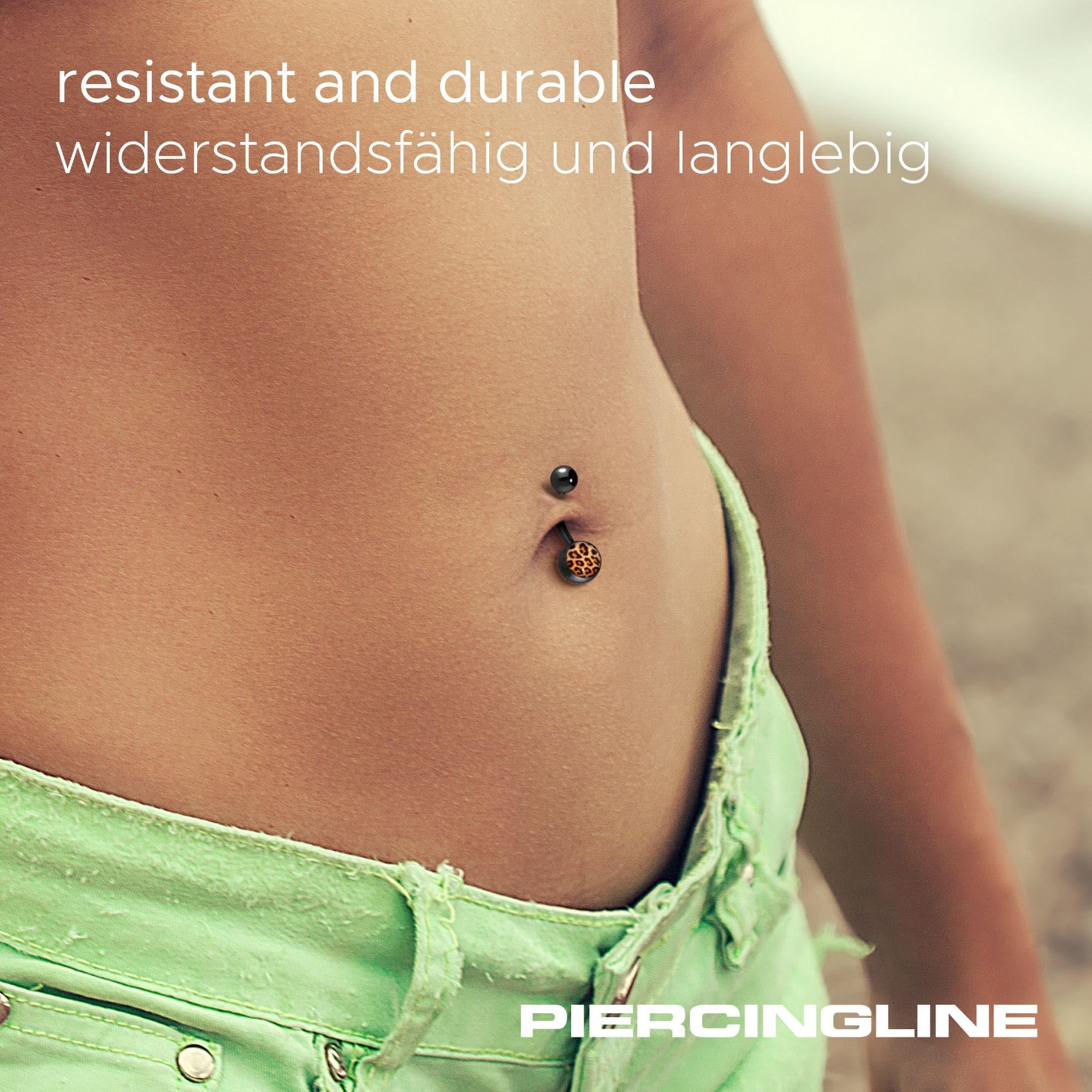 PIERCINGLINE Chirurgenstahl Bauchnabelpiercing Bananabell LEO Print Leopardenmuster Farbauswahl