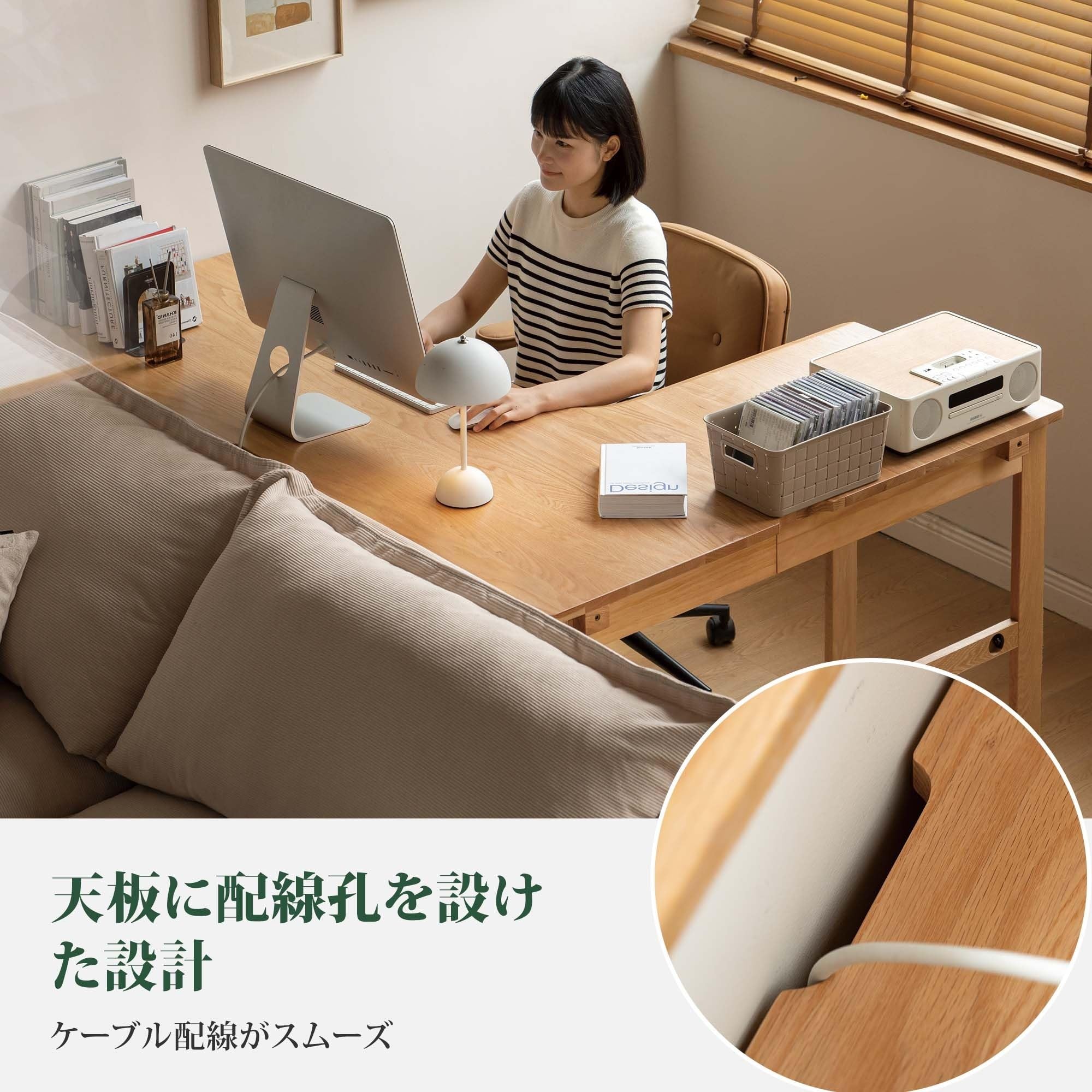 Amazon | YESWOOD コーナーデスク L字型 北米産FAS級オーク材 引き出し