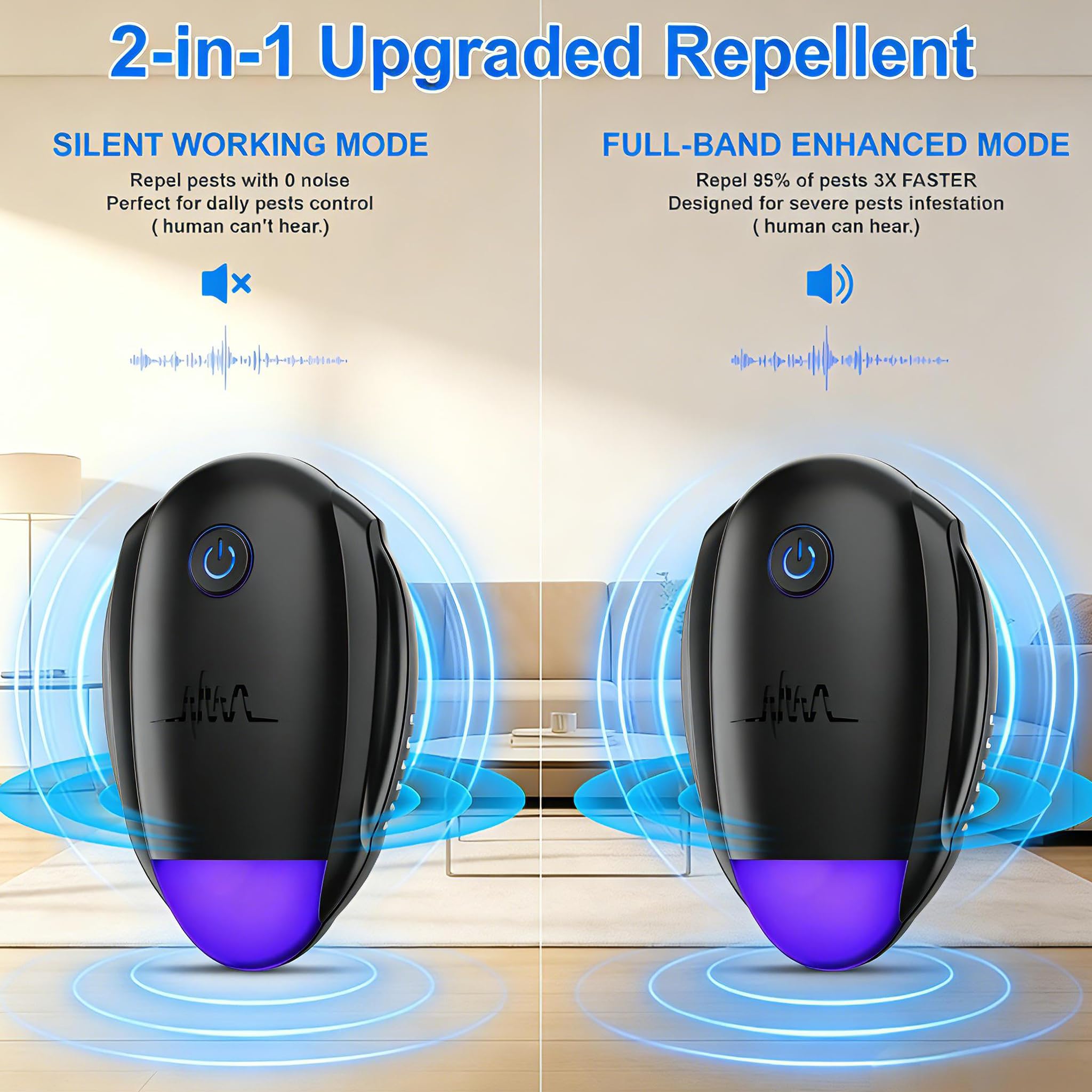 Repelente ultrasónico mejorado 2026, 6 paquetes, repelente ultrasónico para interiores, control electrónico de plagas para insectos, mosquitos, cucarachas, hormigas, roedores, ratones, repelente de