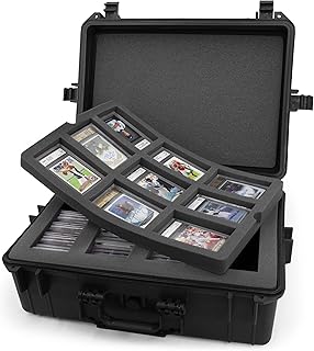 CASEMATIX XL Graded Card Case Compatible with 160+ BGS PSA FGS Graded Sports Trading Cards , Waterproof Graded Slab Card Storage Box With Custom Card Carrying Case Foam Slots and Sports Card Display
