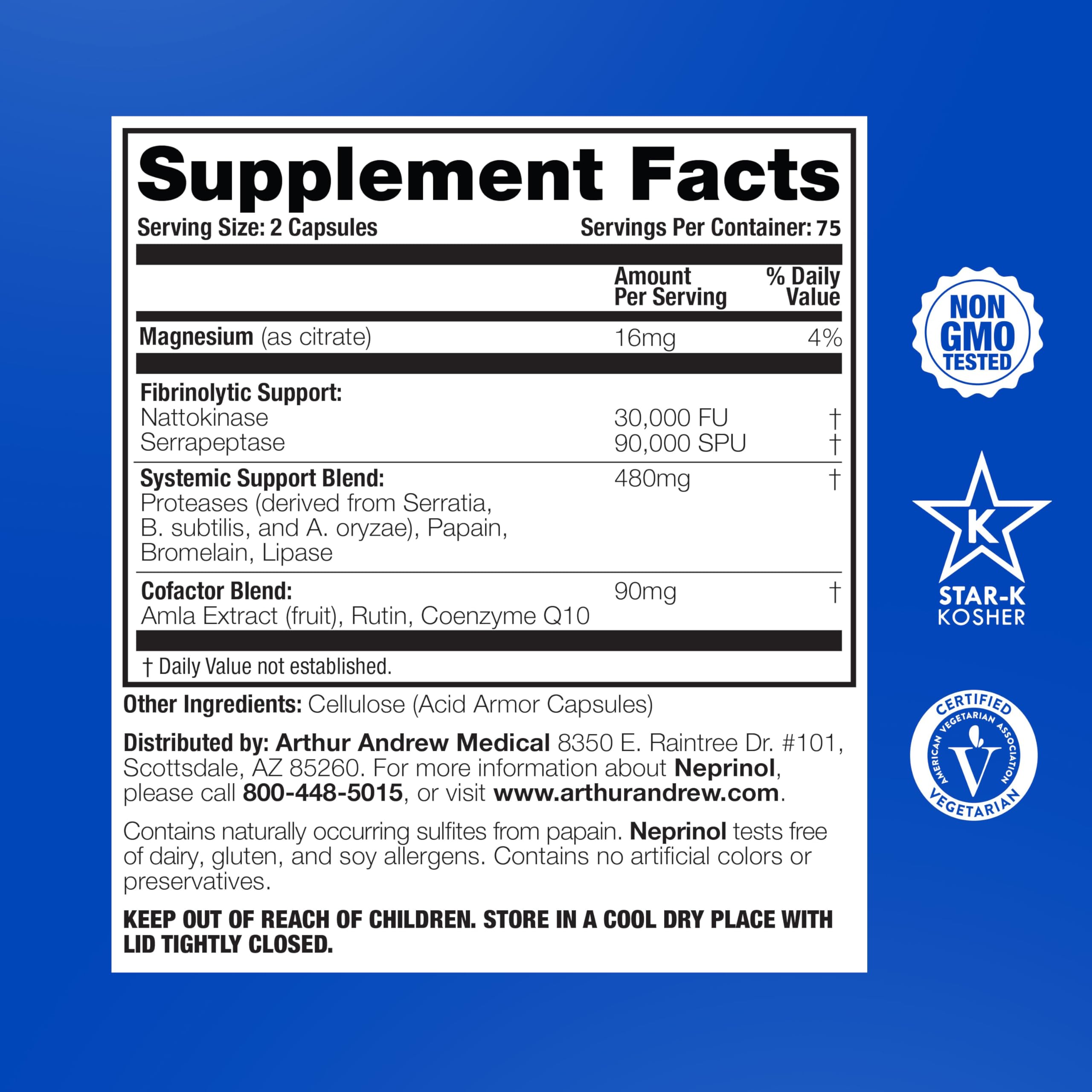 Arthur Andrew Medical Neprinol AFD Multi Enzyme Blend, 150 Count — Amazon image 2
