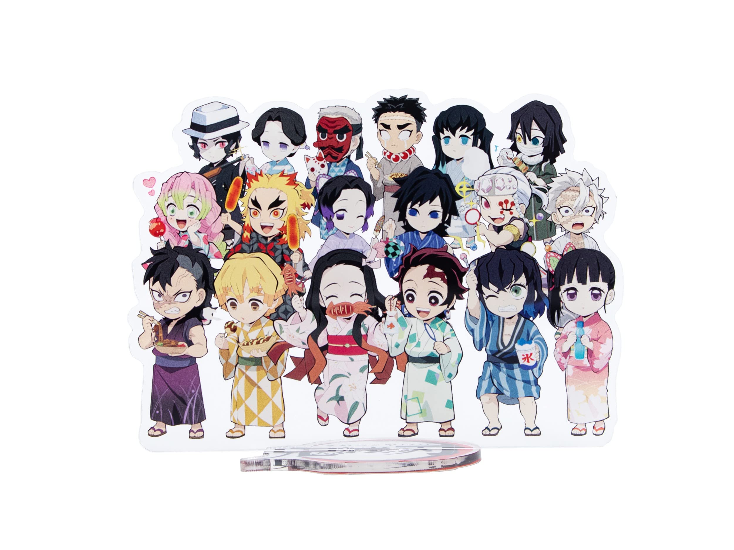 Roffatide Anime Demon Slayer Q version of Character Acryl Figure Display Stands Ornaments for Desk Home Collection Anime Periphera
