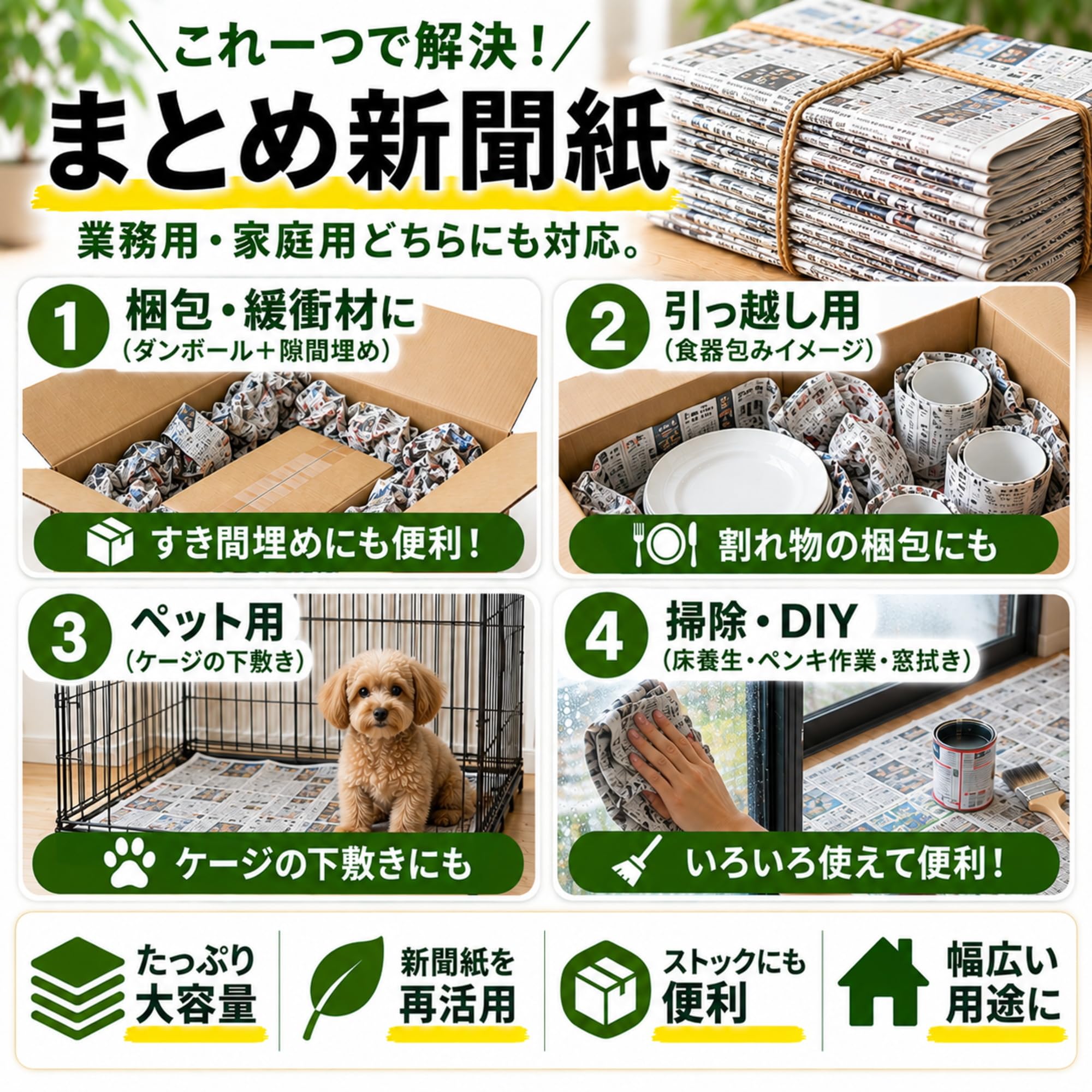 新聞紙　23キロ　ペットトイレ　置配可能 Amazon.co.jp: 【強力袋梱包】 新聞紙 古新聞 ペット犬用トイレシート