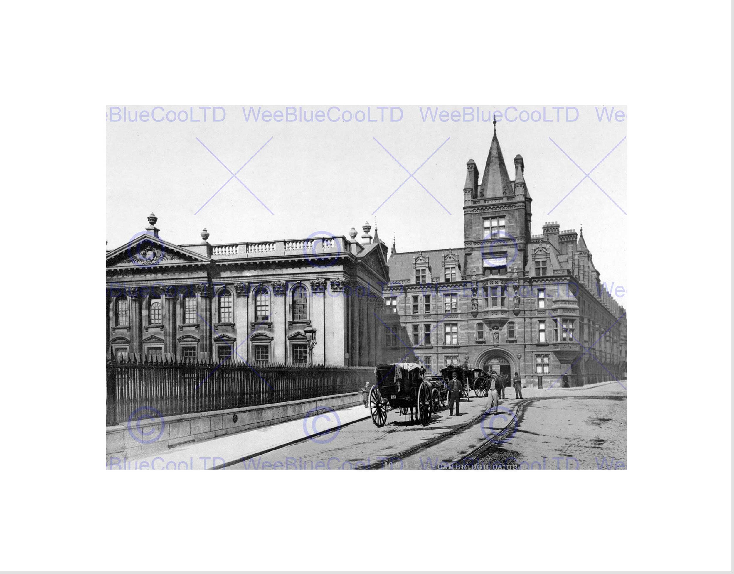 Wee Blue Coo Cambridge Caius College And Senate House England Old BW Wall Art Print