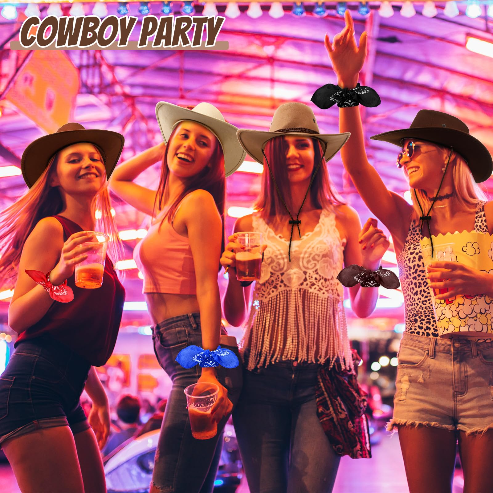 Coume 20 cappelli da cowboy e bandane, per adulti, per feste in costume, rodeo, feste di compleanno, per uomini e donne