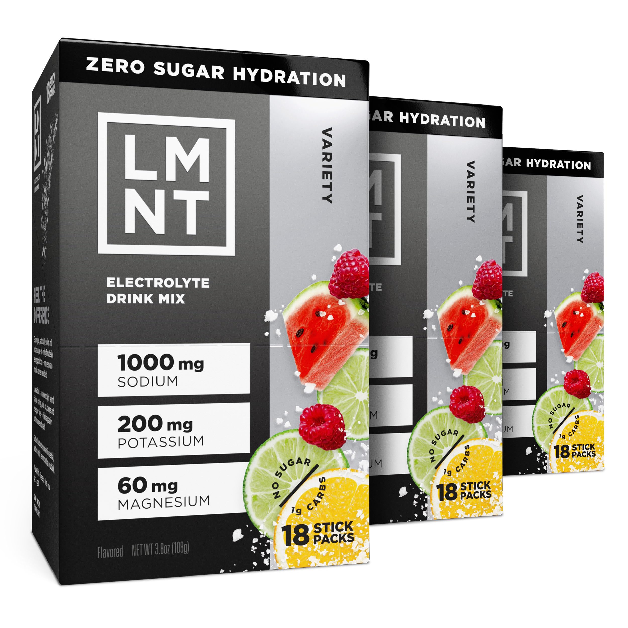 LMNT Zero Sugar Electrolytes - Variety Pack Bundle | Drink Mix | 54-Count Variety Pack 54 Count