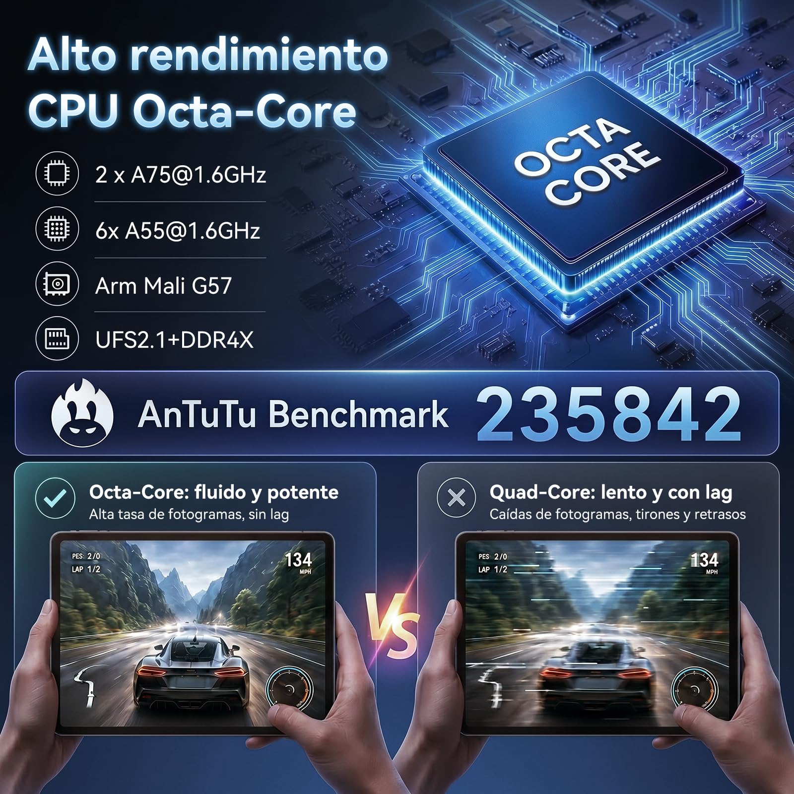 TABWEE Android 16 Tablet con Teclado y Lapiz, 24 GB RAM+ 256 GB ROM | Tablet para Trabajo y Estudiantes, Octa-Core, Gemini AI, Widevine L1, 10 Pulgadas, 8MP+5MP, Face ID, GPS (Garantía de 4 Años)