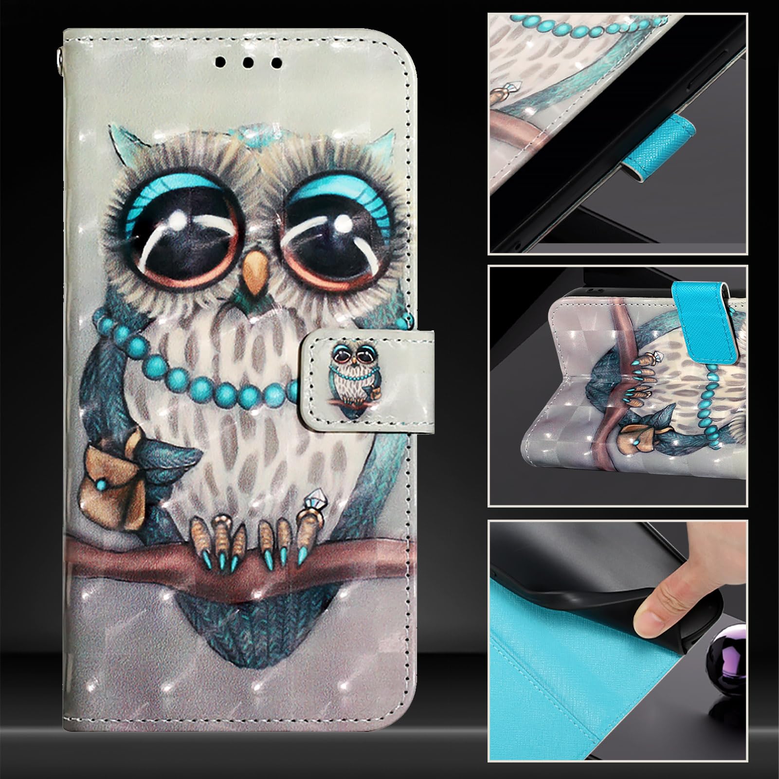 SEAHAI Cover per ZTE nubia Focus/ZTE Blade A75 5G, Ultra Sottile Custodia Premium Pelle Portafoglio Kickstand Slot per Schede [Protezione RFID] PU/TPU Antiurto Flip Cover Case - Blu