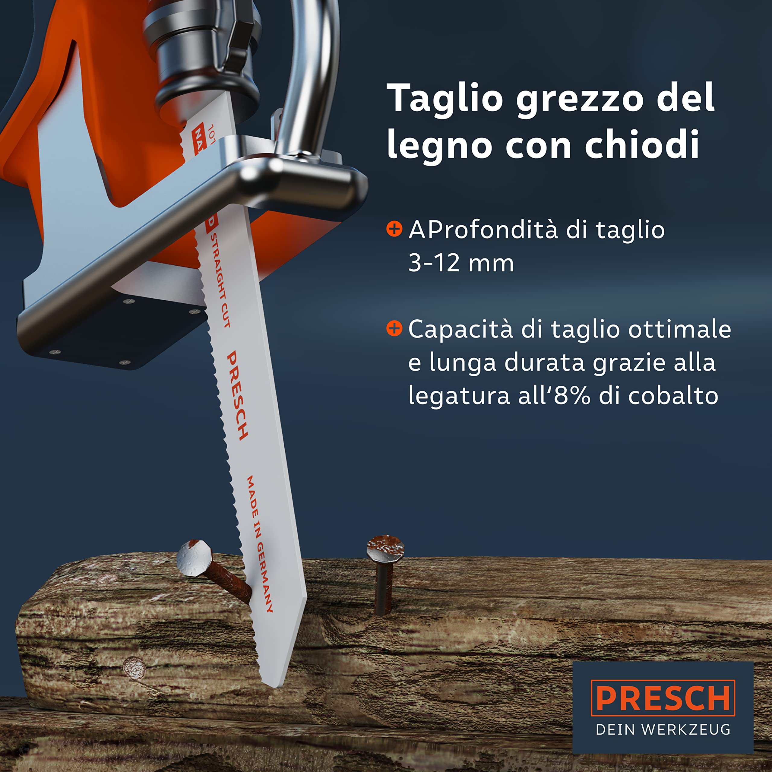Presch Set di lame per sega a gattuccio per legno, metallo e acciaio inox 15 pezzi - Set completo di lame per seghe a gattuccio per ogni applicazione, compresa la scatola