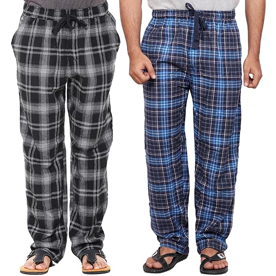 Twist99 Men's Cotton Checkered Pajama for Men Track Pant | Lounge Wear Multicolors Prints Color May Vary (Assorted Pyjama) Combo Pack of 2
