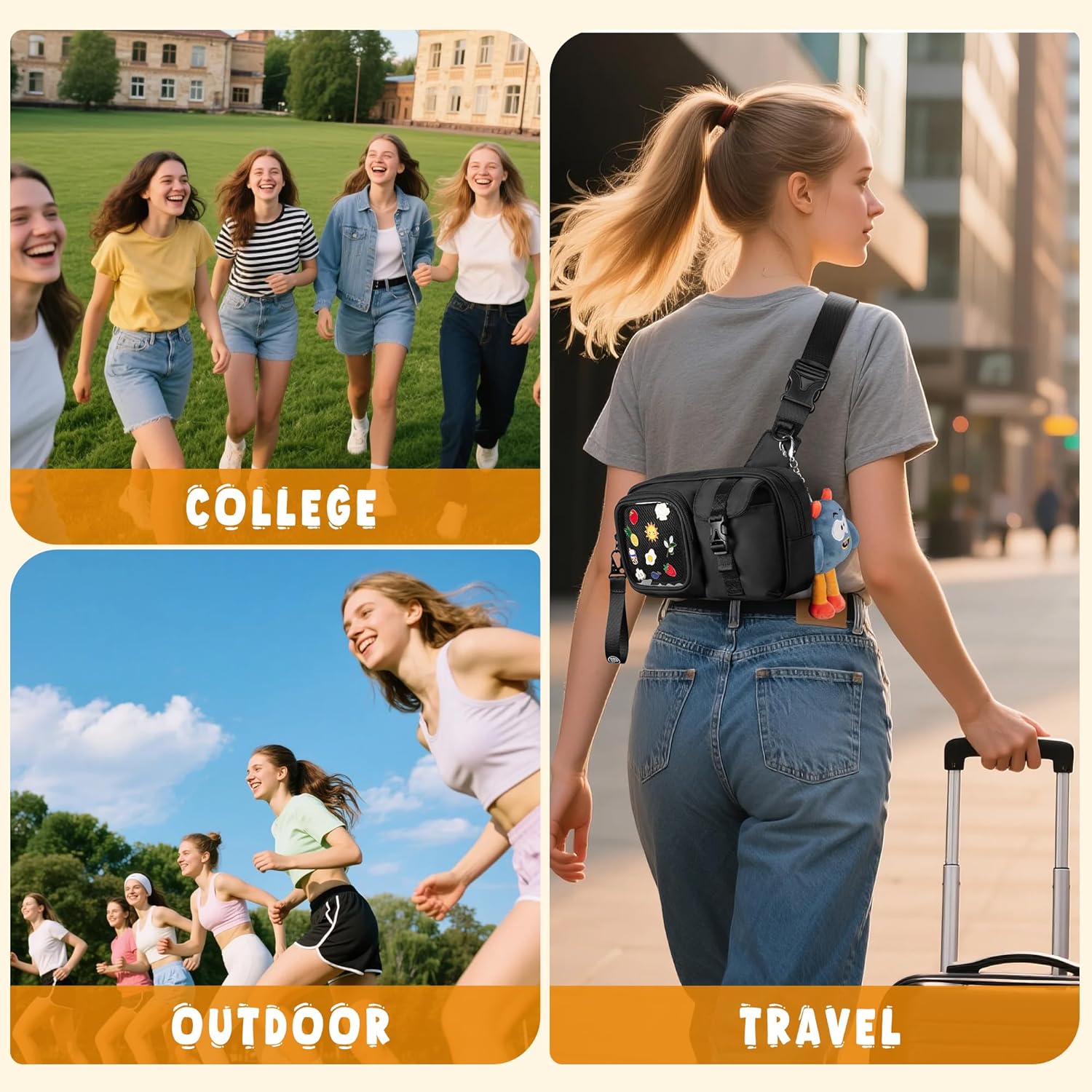 Ita Chest Pack Pin Display Bag with Insert, Ita Sling Bag for Women, Black Pin Trading Purse for Travel Concert - Image 7